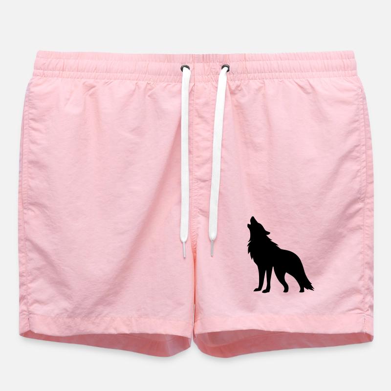 Wolf Silhouette - Swim Trunks - pink