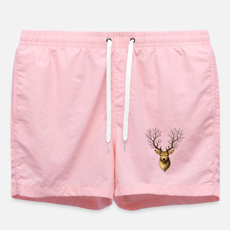 Hirschkopf mit Baumgeweih – Mystischer Waldgeist - Short de bain - rose