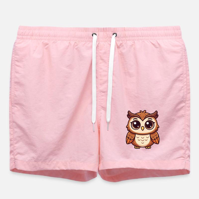 Whimsical Owl - Swim Trunks - pink