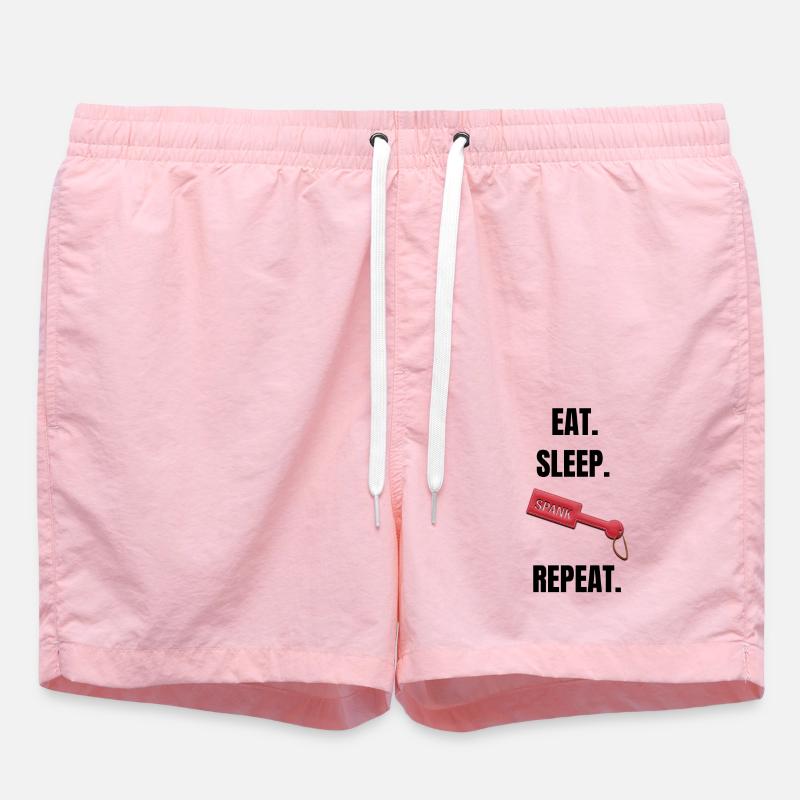 Eat Sleep Spank Repeat - Swim Trunks - pink