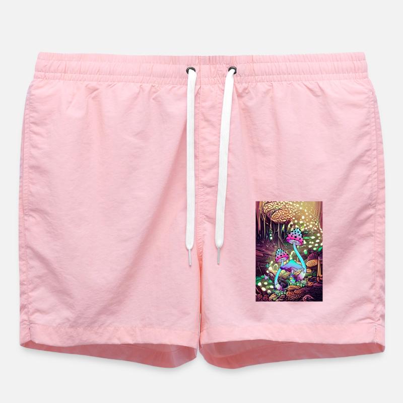 Magic Mushroom Landscape artwork - Swim Trunks - pink