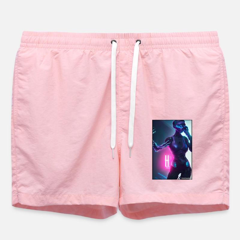 Robot Future Science Sci-Fi Machine - Swim Trunks - pink