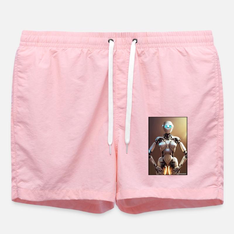 Robot Future Science Sci-Fi Machine - Swim Trunks - pink