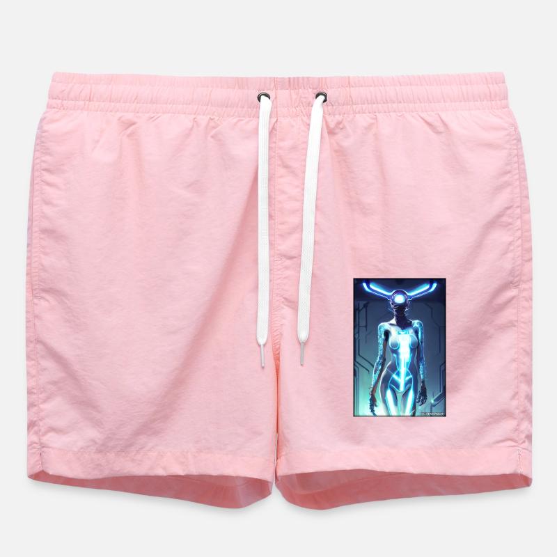 Robot Future Science Sci-Fi Machine - Swim Trunks - pink