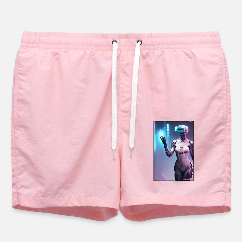Robot Future Science Sci-Fi Machine - Swim Trunks - pink