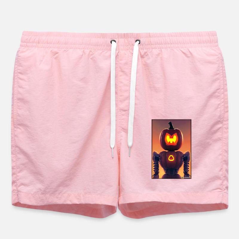 Robots Halloween Future Technology Science - Swim Trunks - pink