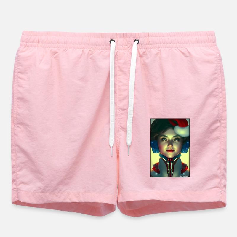 Robots Christmas Future Technology Science - Swim Trunks - pink