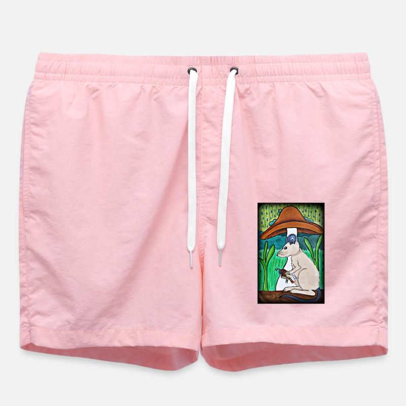 Mouse with bees in the rain - Swim Trunks - pink
