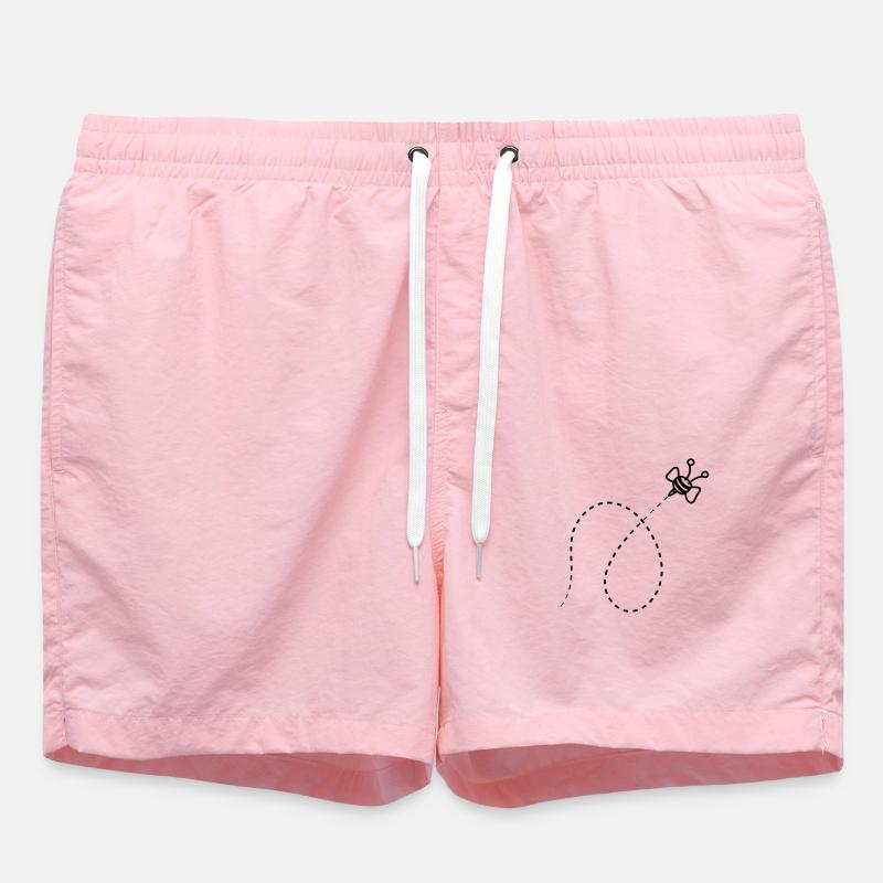 Line Dashed Bee - Swim Trunks - pink