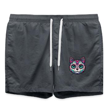 Bunte Katze Zuckerschädel - Badeshorts -  - Vorne