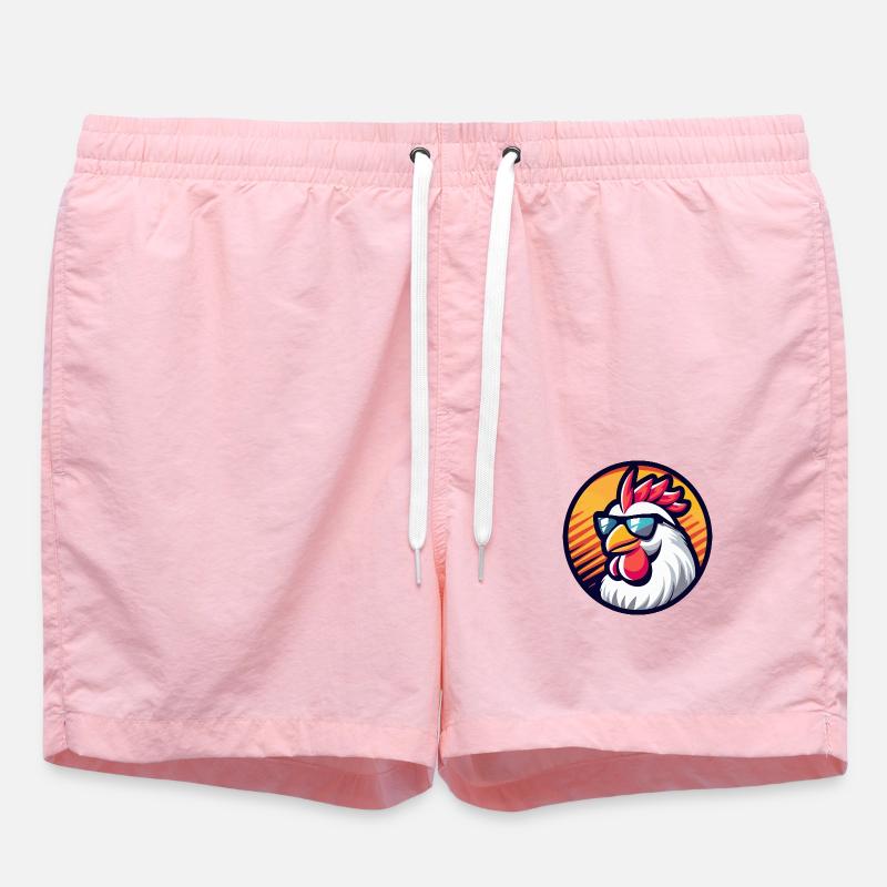 Chicken Comic Cool Summer - Swim Trunks - pink