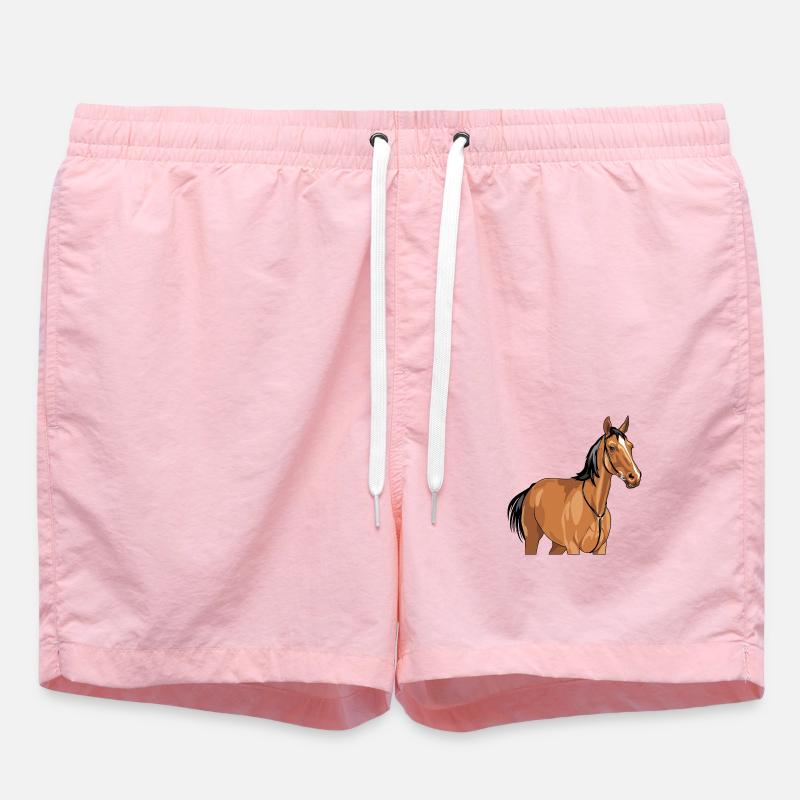Portrait d’un cheval brun - Short de bain - rose