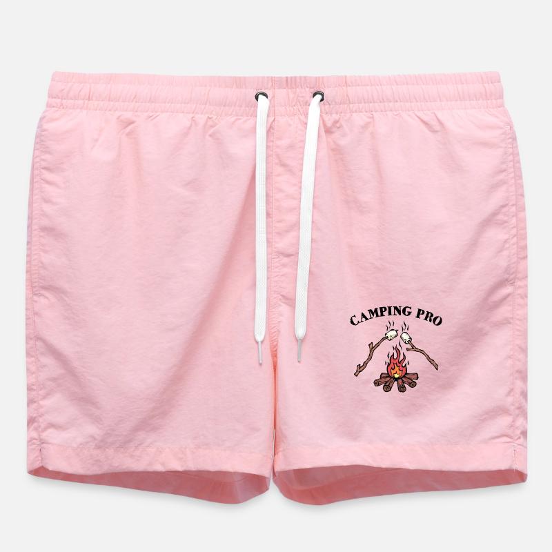 Campfire Campsite Statement Camping Camper - Swim Trunks - pink
