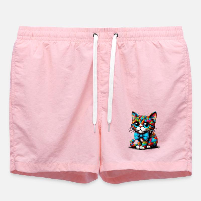 Chat avec noeud papillon - Short de bain - rose