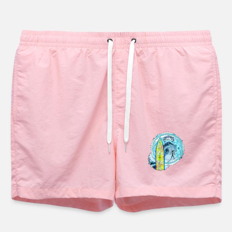 Surf Waves Abstract Art Print - Swim Trunks - pink