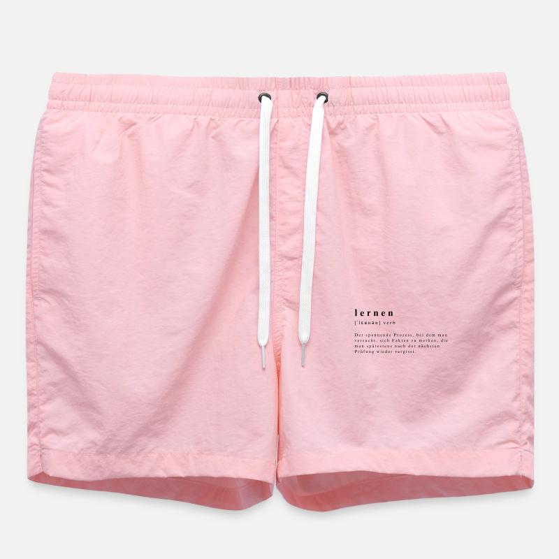 Learning - Verb - Definition - Phonetic Transcription - Swim Trunks - pink