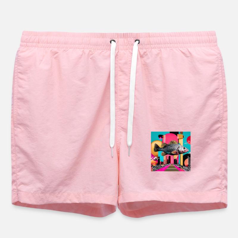 Floating Fish, Creative Collage - Swim Trunks - pink