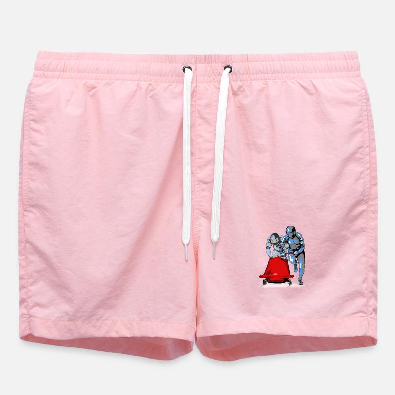Bobfahrer beim Anschieben am Start - Badeshorts - Pink