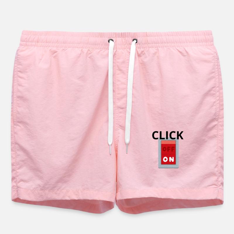 Retro OFF ON Switch Red - Click - Swim Trunks - pink