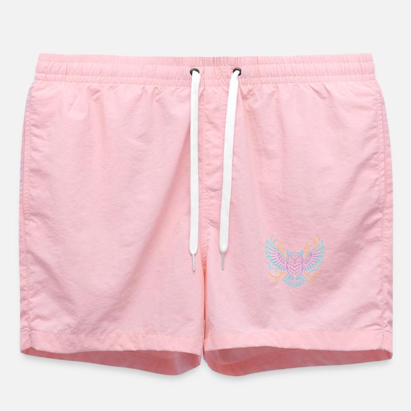 Neon-Eule mit Blitzen - Badeshorts - Pink