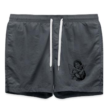 Engel mit Katze – Cherub Vintage Illustration - Badeshorts -  - Vorne