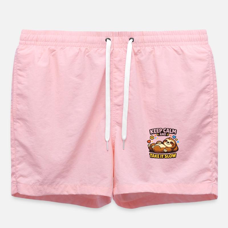 Sloth Rest Take It Slow - Swim Trunks - pink