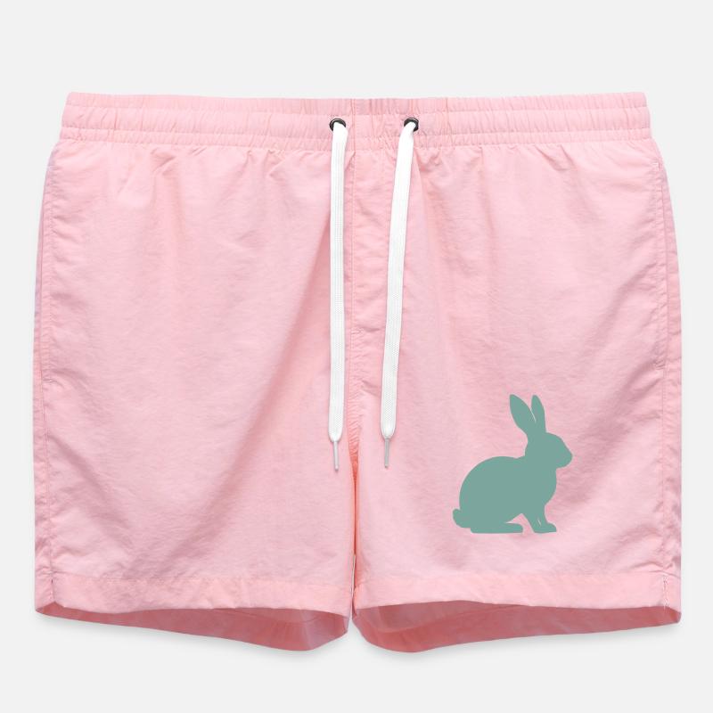 Rabbit Silhouette - Swim Trunks - pink
