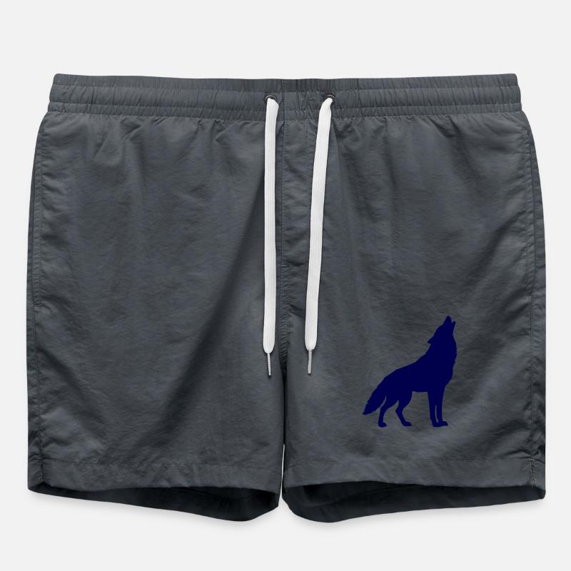 Midnight Blue Wolf Silhouette - Swim Trunks - undefined