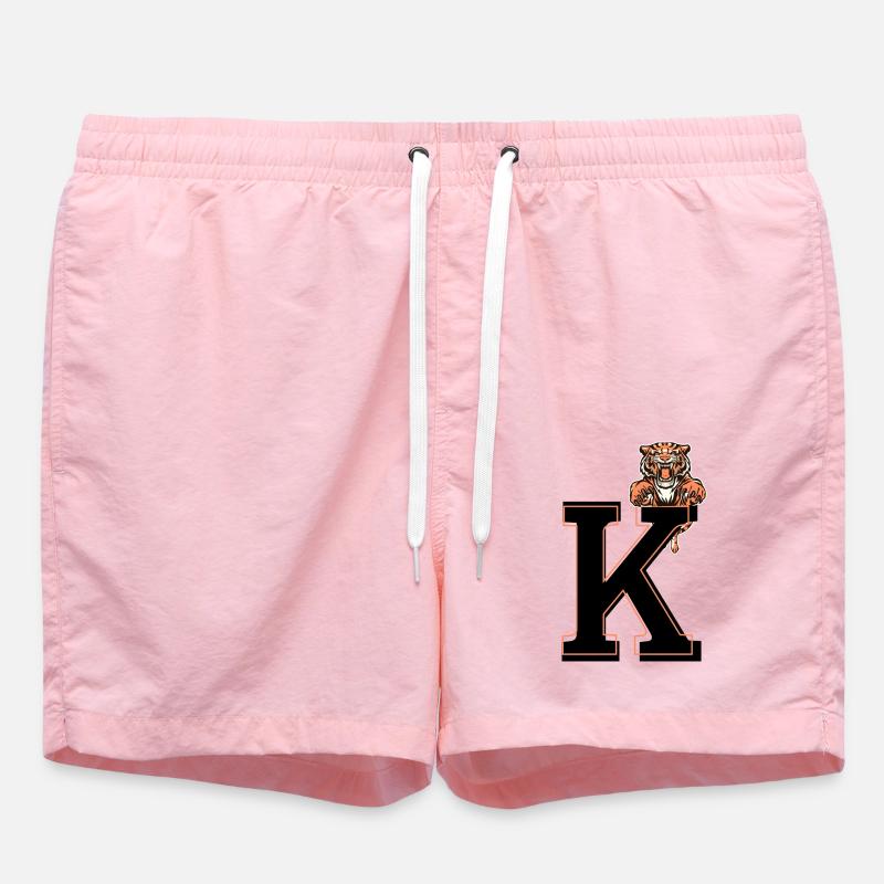 Buchstabe k Tiger - Geschenkidee - Badeshorts - Pink