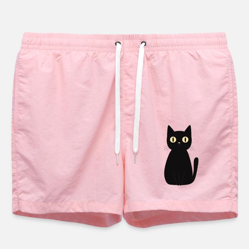 süße schwarze Katze - Badeshorts - Pink