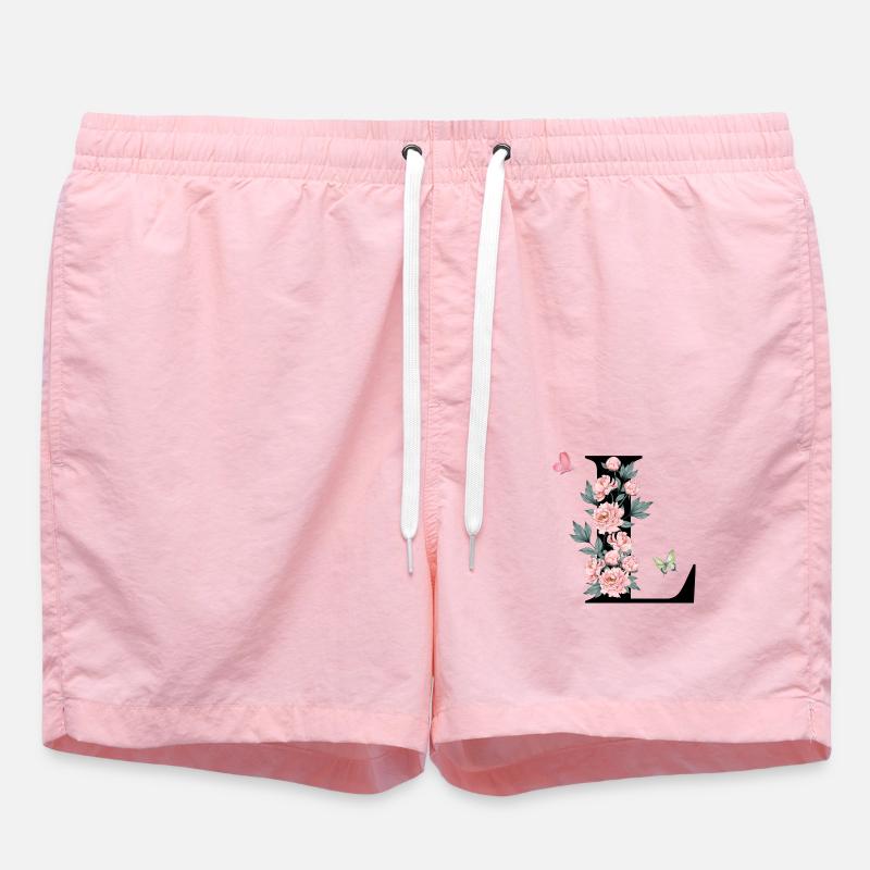 Lettre l fleurs rose - Short de bain - rose