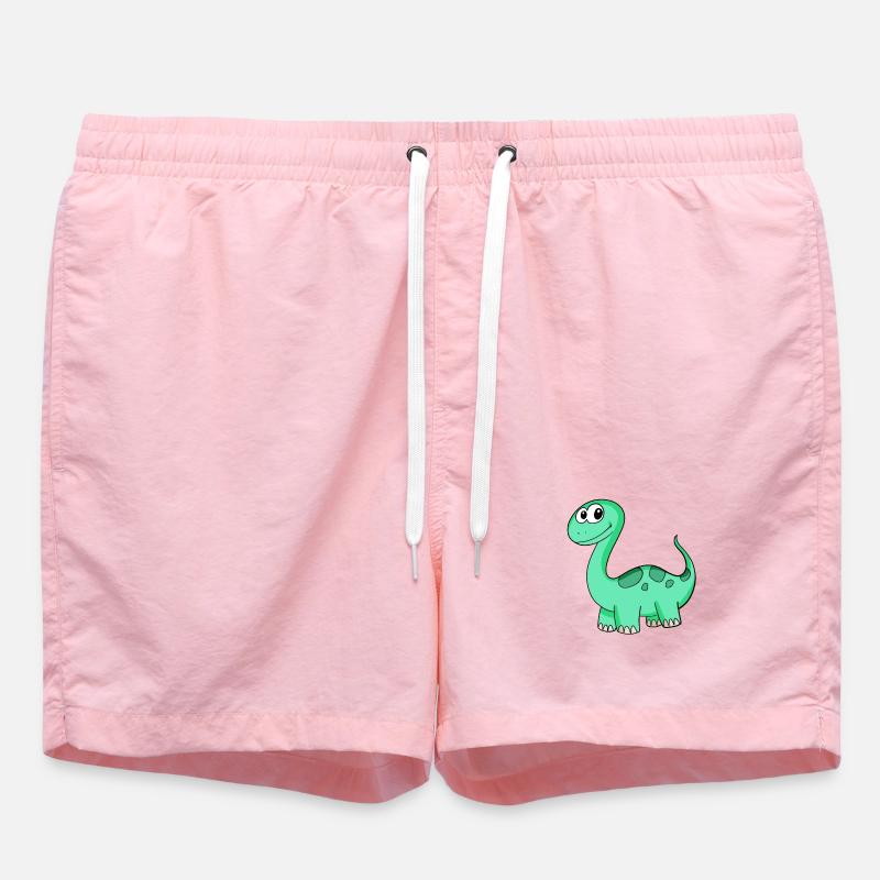 Dinosaur Motif - Swim Trunks - pink