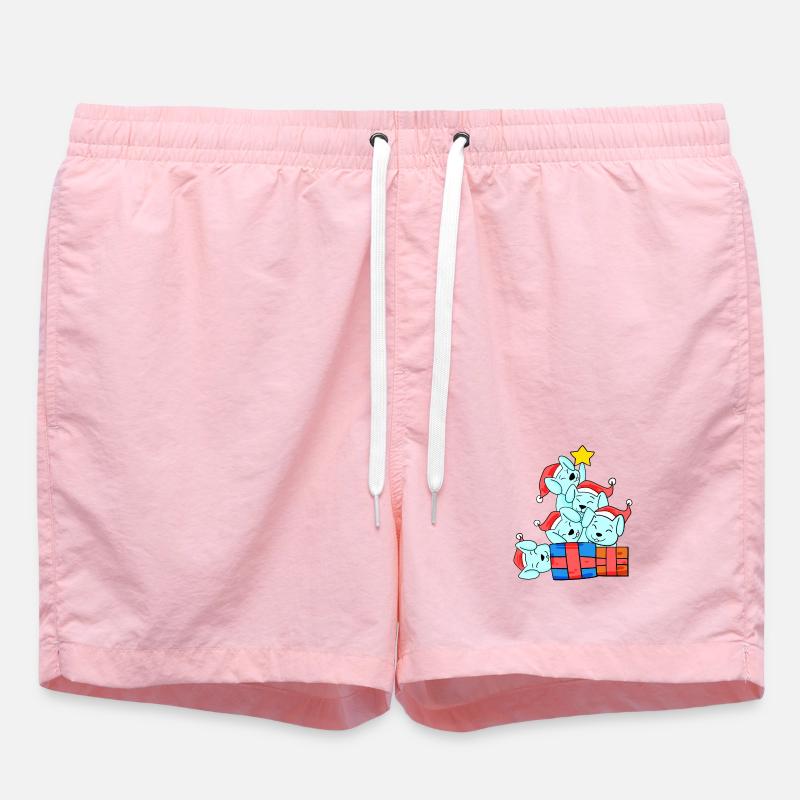 Christmas Christmas Tree Rabbit - Swim Trunks - pink