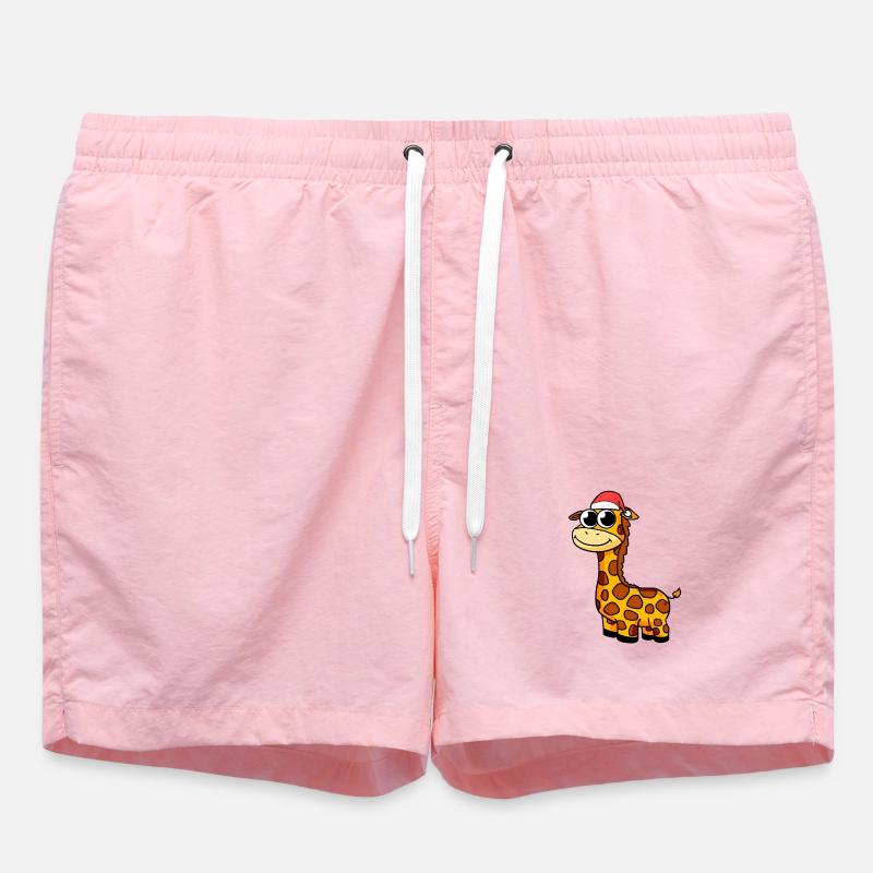 Giraffe Christmas - Swim Trunks - pink