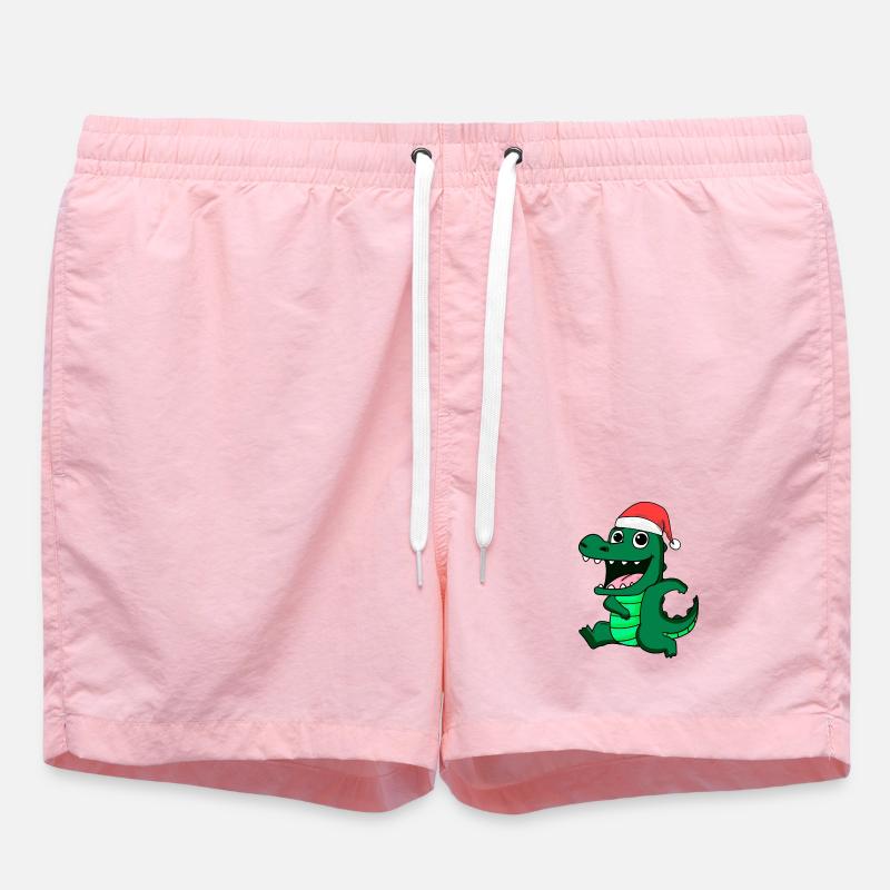 Crocodile Christmas - Swim Trunks - pink