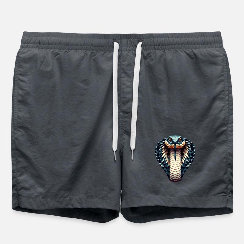 A king cobra in polygon style - Swim Trunks -