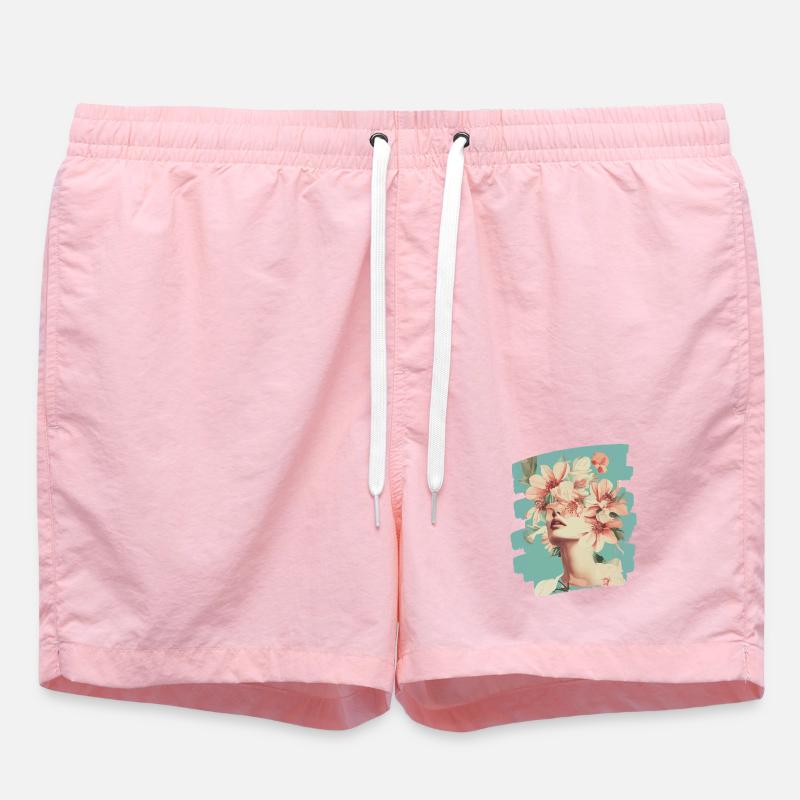 Spring Spring Beginning Flowers - Swim Trunks - pink