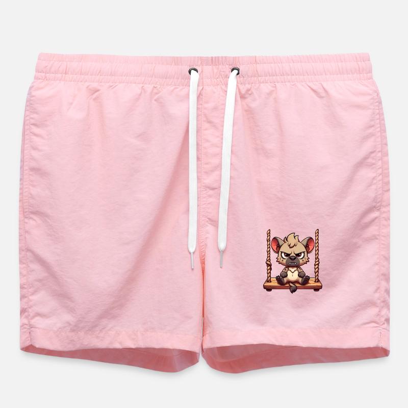 Grumpy hyena on swing annoyed and insulted - Swim Trunks - pink