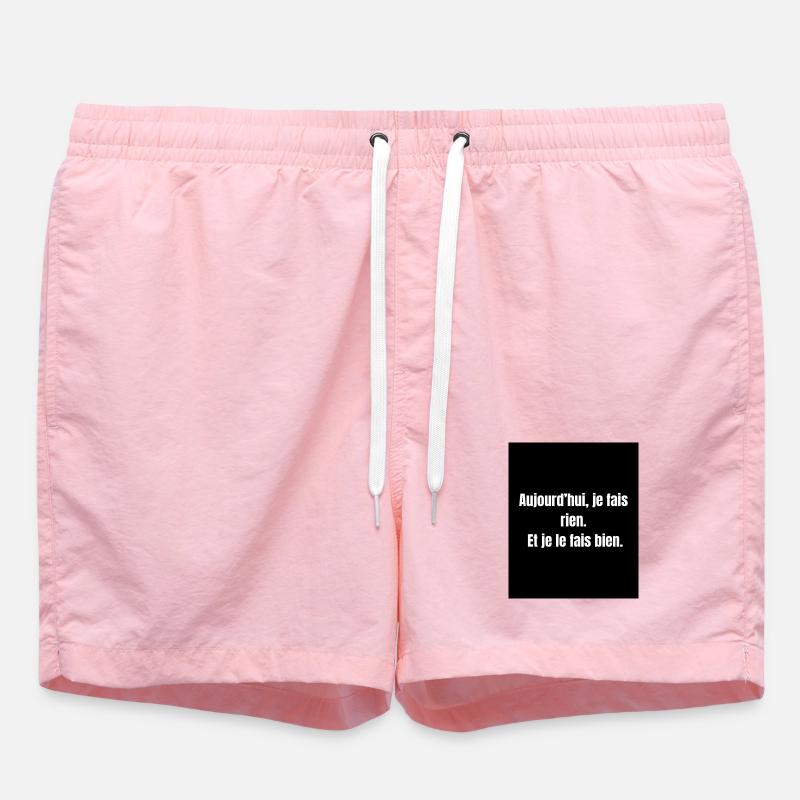 Rien, mais bien – Citation paresse assumée - Short de bain - rose