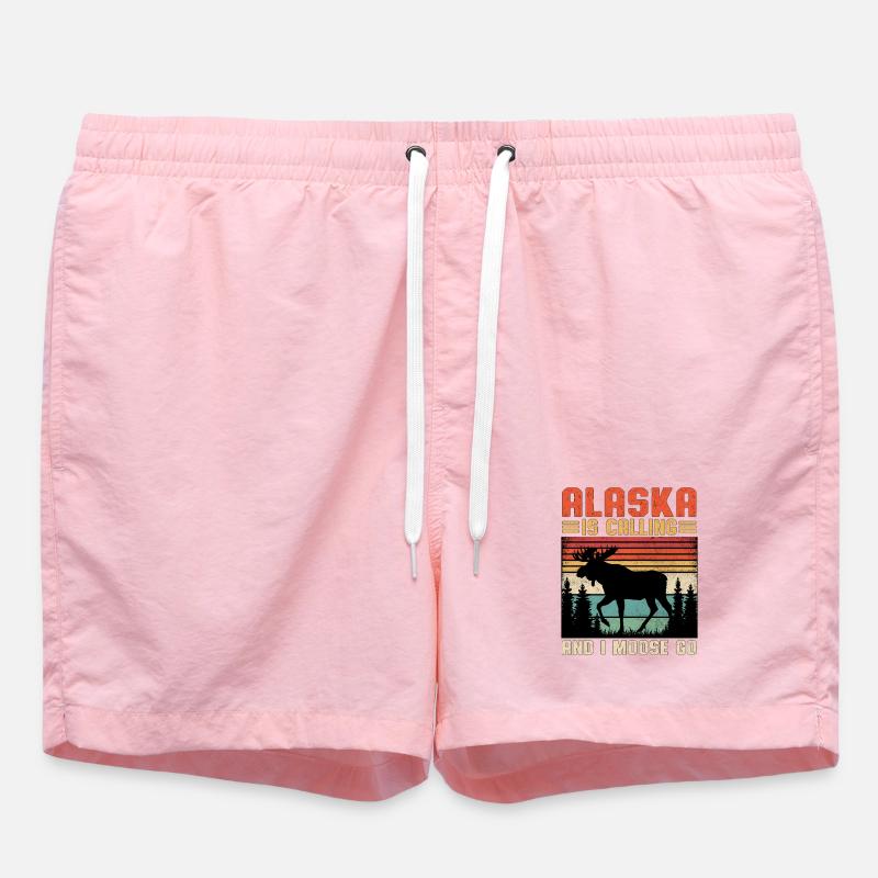 Alaska Ruft: Elch auf Wanderschaft - Badeshorts - Pink