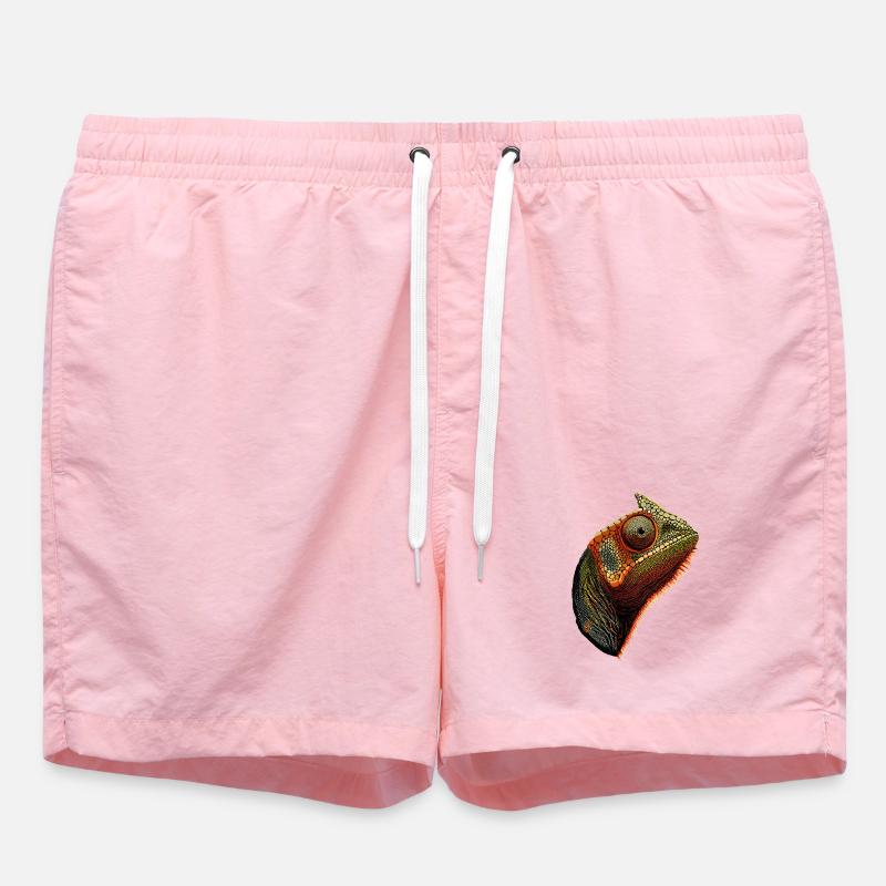 Chameleon Lizard Reptile Chameleon Iguana Lizard - Swim Trunks - pink