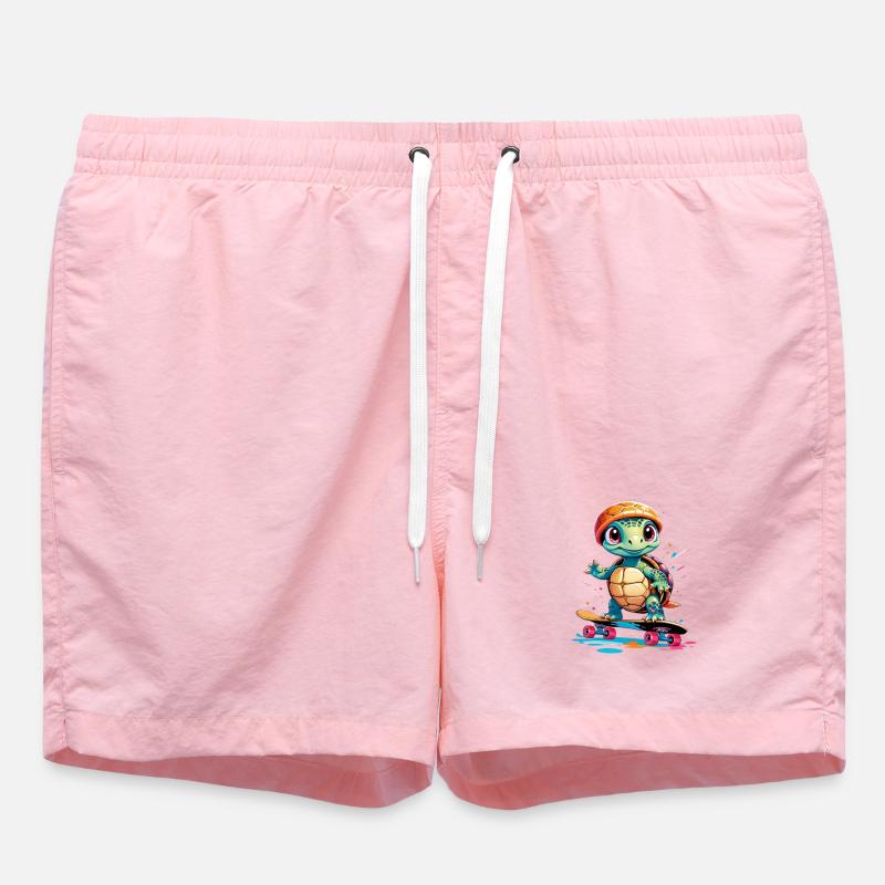 Turtle on skateboard - Swim Trunks - pink
