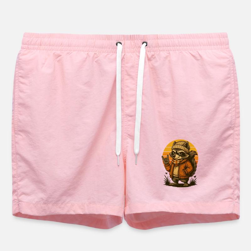 Style rétro raton laveur cool - Short de bain - rose