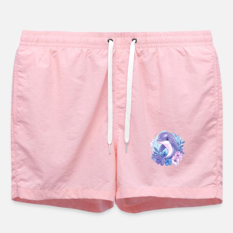 Dauphin dans le cercle de fleurs - Short de bain - rose