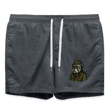 Bulldog Veteran With Medals Military Mascot Art - Swim Trunks -  - Front