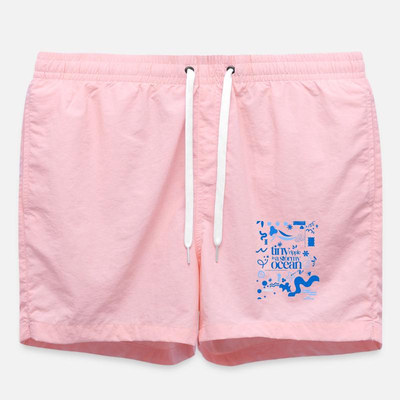 Tiny ripple in a stormy ocean (busy pattern) - Swim Trunks - pink