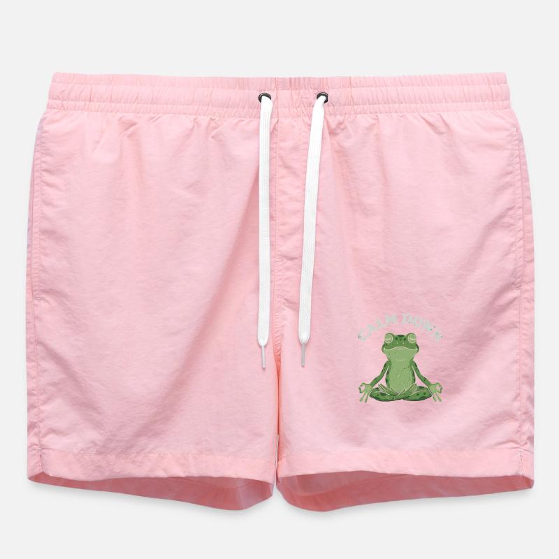 Little Toad Meditation Pose - Swim Trunks - pink