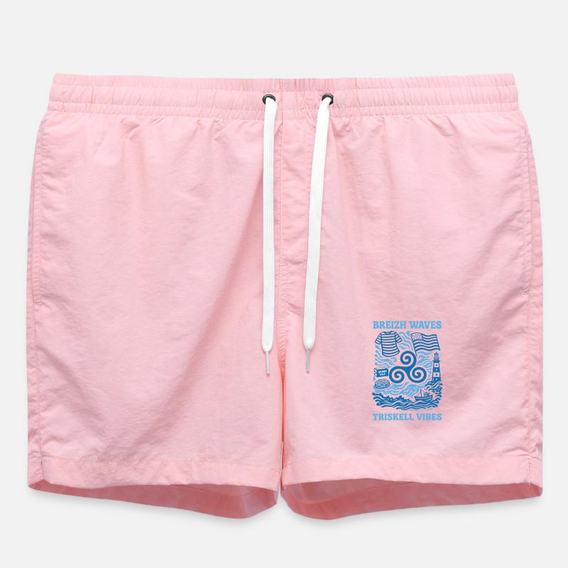 Bretagne Triskell Vagues Design Breton Marin - Short de bain - rose