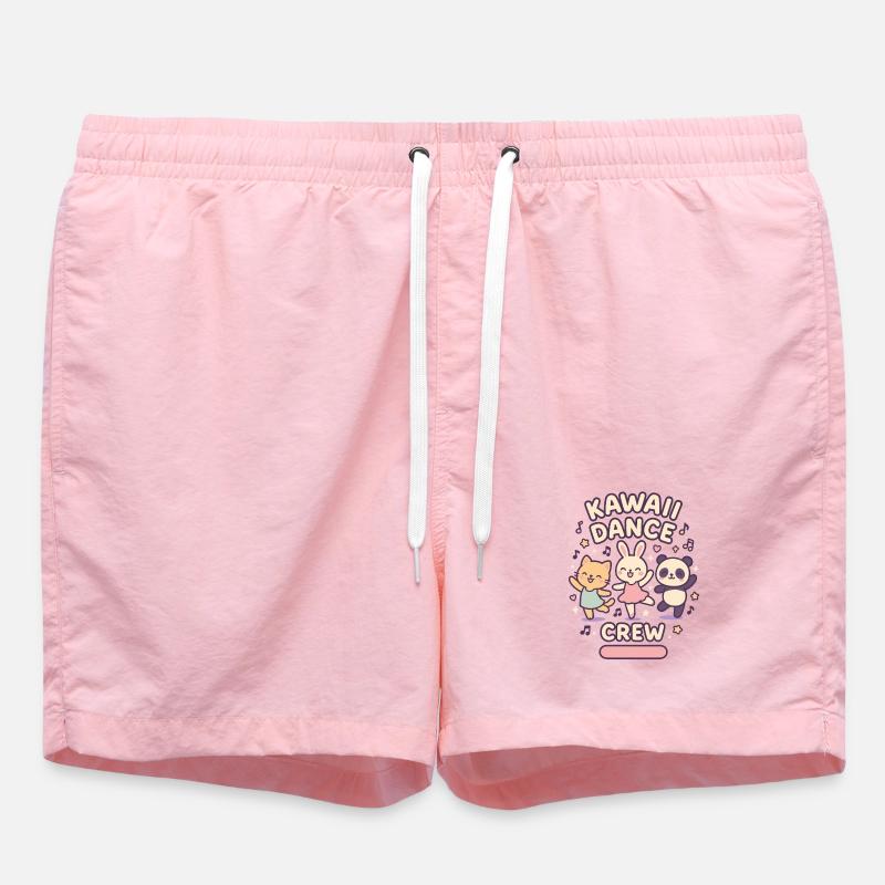 Kawaii Dance Crew | Cute animals dancing - Swim Trunks - pink