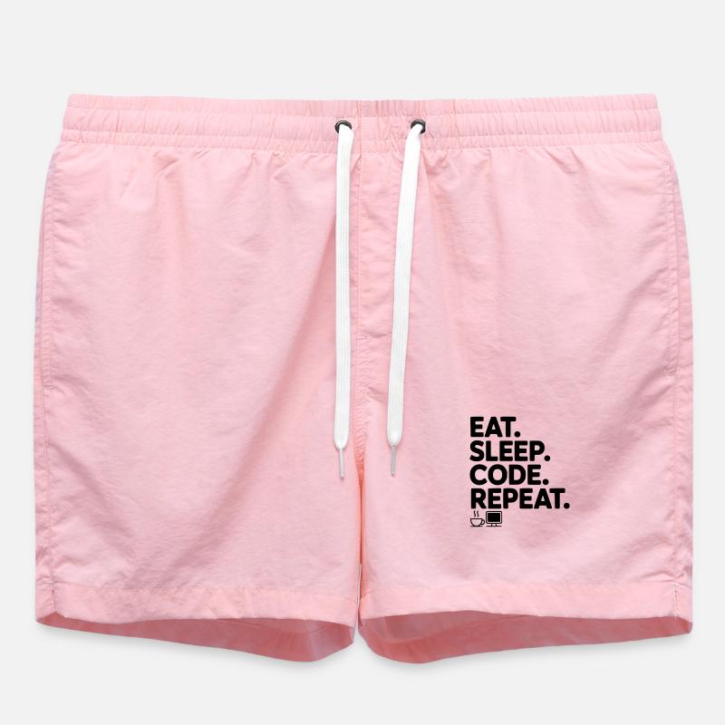 Eat. Sleep. Code. Repeat. - Swim Trunks - pink